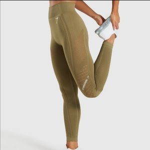 Gymshark Flawless Knit Leggings Khaki Size Small
